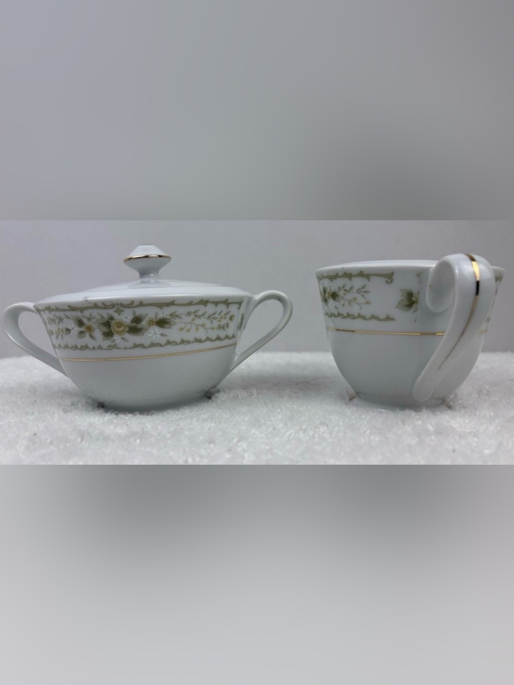 Vintage Waverly Fine China Sugar Bowl with Lid and Creamer-#3901 Pattern